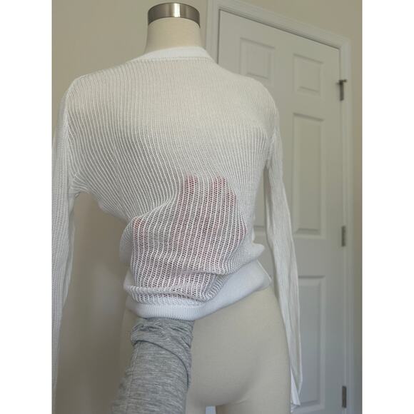 Zara white ribbed see through slouchy sweater top, size small - Picture 2 of 7